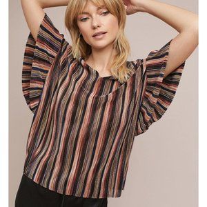 Anthropologie Bienville Ruffle-sleeve Top Large